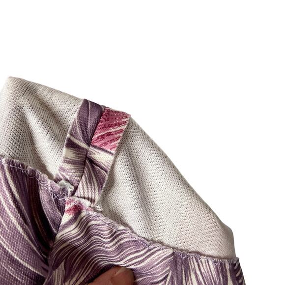 Vintage 70s Boho Floral Mini Dress Women's Medium Purple Pink Long Sleeve - Picture 5 of 10